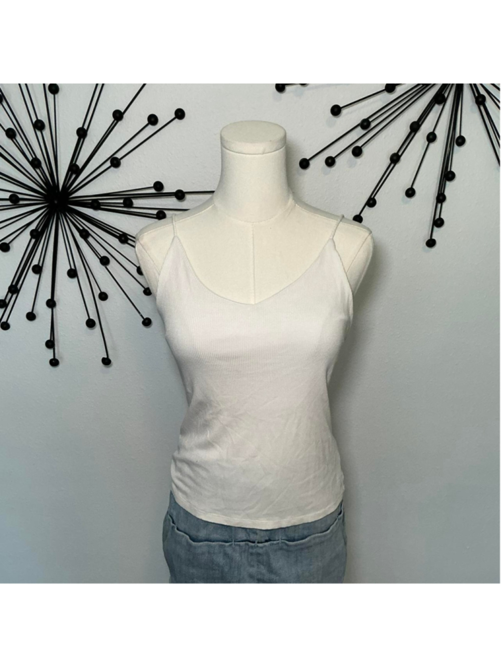 White ribbed tank top basic fitted cami